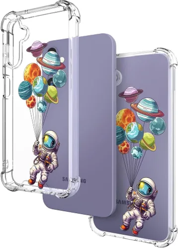 Miniatura 6 de Hungo Funda compatible con Samsung Galaxy S25 Plus/S24 Plus, diseño transparente, diseño femenino de piel femenina S24+ S25+ de astronauta