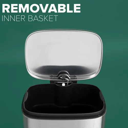 Miniatura 3 de Farberware Step On - Bote de basura de metal, tapa de cierre suave, resistente a huellas dactilares y manchas, cubo interior extraíble, pedal