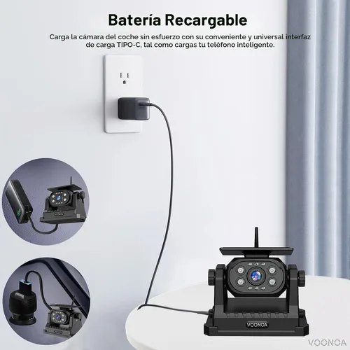 Miniatura 7 de Cámara magnética inalámbrica de respaldo, batería de 15000 mAh, recargable, impermeable, HD, solar, retrovisor, cámara de enganche Bluetooth