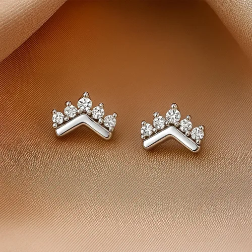 Miniatura 6 de LeCalla Pendientes pequeños de plata de ley 925 con circonitas ligeras