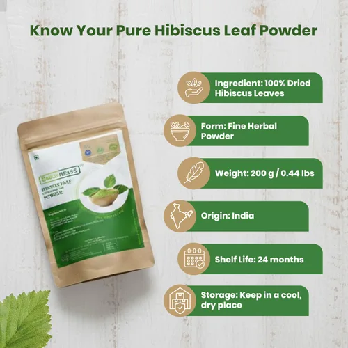 Miniatura 2 de FOODHERBS Polvo de hoja de hibisco 200 gm/0.44 libras Acondicionador natural para el cabello y promotor del crecimiento Previene