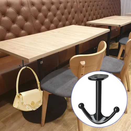 Miniatura 6 de Gancho de techo de dos puntas para armario, baño, cocina, garaje, paquete de 8 (negro)
