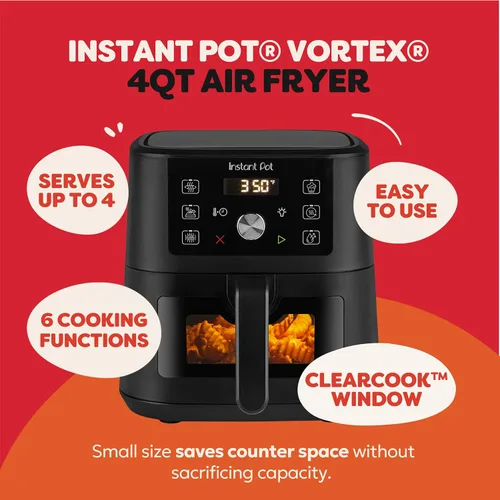 Miniatura 2 de Instant Pot 4Qt VORTEX 6 en 1 Mini Freidora de Aire, Opciones de Programa Personalizado, Freír al Aire, Asar, Tostar, Deshidratar, Hornear
