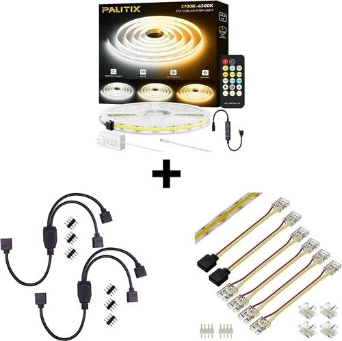 PAUTIX COB - Tira de luz LED blanca CCT sintonizable 3200LED, CRI90+ 16.4 pies/16.4 ft regulable 2700K-6500K 24V Kit de luces LED con fuente de
