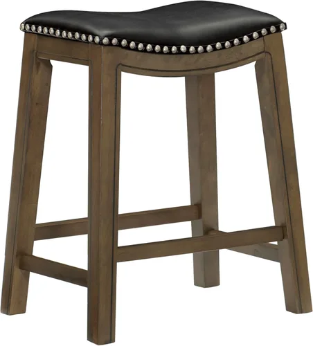 Homelegance Ordway Taburete de Altura de Mostrador de Madera Maciza - Taburete de Cocina Saddle, Taburetes de Altura de Mostrador para Comedor, Negro