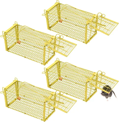 Miniatura 8 de Qualirey Trampa para Ratas Humanitaria de 4 Piezas, Trampa de Jaula para Ardillas Listadas y Ardillas, Trampa Plegable para Roedores para Animales