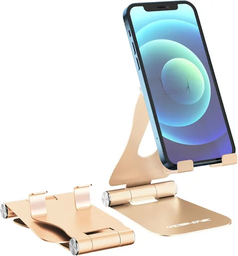 Miniatura 10 de YOSHINE Soporte para teléfono celular, soporte de teléfono mejorado para escritorio, soporte ajustable para tableta, soporte plegable de aluminio