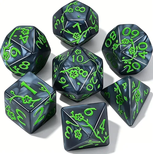 Miniatura 34 de CiaraQ DND - Juego de dados poliédricos con bolsa de dados para juegos de rol de Calabozos y Dragones RPG MTG (fuente negra y dorada)