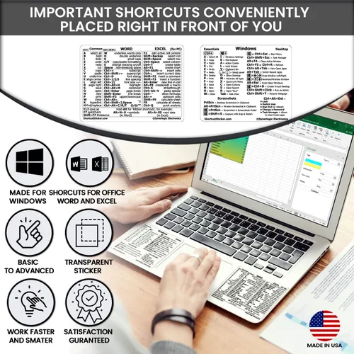 Miniatura 7 de SYNERLOGIC Guía de referencia rápida para Windows + Word/Excel (para Windows), adhesivos de acceso directo de teclado, vinilo sin residuos
