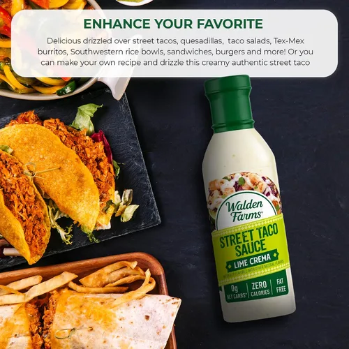 Miniatura 4 de Walden Farms Street Taco Sauce Lime Cream - Sin calorías, sin gluten, baja en carbohidratos, apta para dieta cetogénica, sin azúcar, sabor a crema