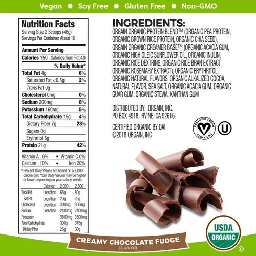 Miniatura 3 de Orgain Proteína en polvo orgánica a base de plantas, dulce de chocolate cremoso – 1.02 libras y proteína orgánica a base de plantas, grano