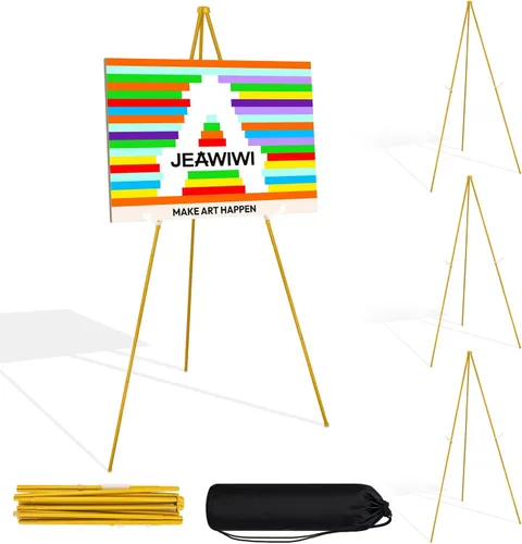 Miniatura 22 de JEAWIWI Caballete negro de 3 piezas para soporte de letrero de boda, caballete de arte ligero ajustable de 66 pulgadas para exhibición, letrero