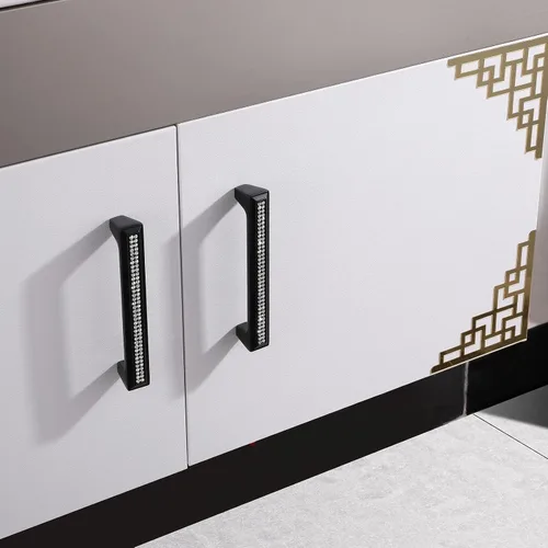 Miniatura 9 de LANC Tiradores de gabinete de cristal negro para cocina y baño, manijas de gabinete para dormitorio, pomo de gabinete negro mate brillante