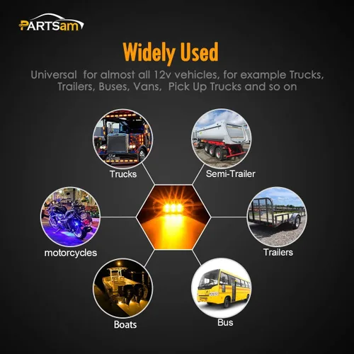 Miniatura 7 de Partsam 10 luces laterales ámbar de 3.9 pulgadas con 3 LED [aprobadas por DOT], indicadores para remolque, camión, caravana, cámper, UTV, sellado