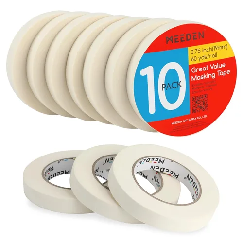 Miniatura 9 de MEEDEN 10 paquetes de cintas blancas para artistas, 0.5 pulgadas con total de 1804.5 pies (1,804.5 ft) de cinta de arte para pintura de artista