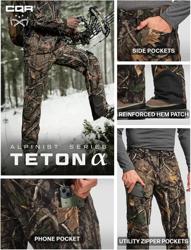 Miniatura 6 de CQR - Pantalones tácticos de invierno para hombre, diseño térmico tipo cargo con forro de vellón para exteriores, esquí, nieve y senderismo