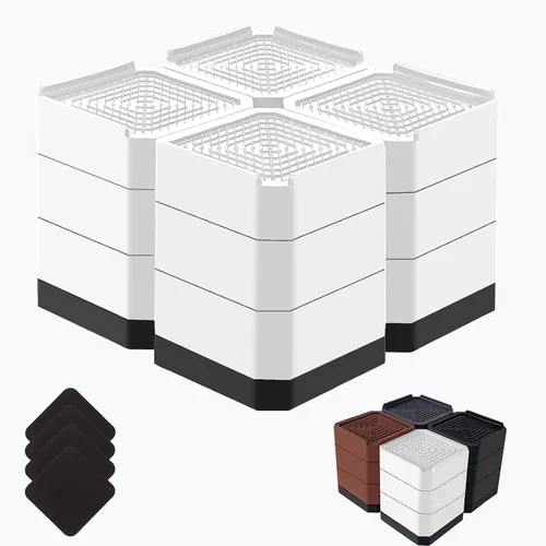 Miniatura 31 de Elevadores de cama resistentes, bloques elevadores de muebles ajustables de 1.5, 3, 4.3 pulgadas para patas de sofá, mesa, escritorio, refrigerador