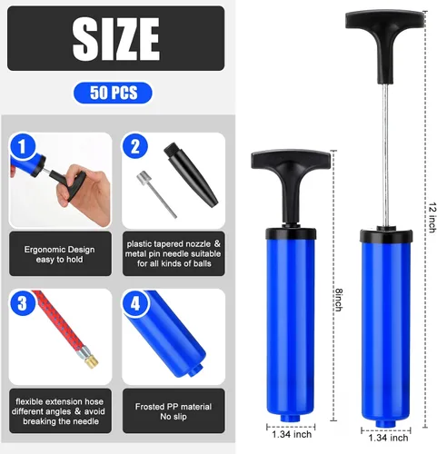 Miniatura 2 de Jerify Kit de bomba de bola de 8 pulgadas, bomba de aire portátil de pelota deportiva para fútbol con manguera de extensión de aguja, inflador