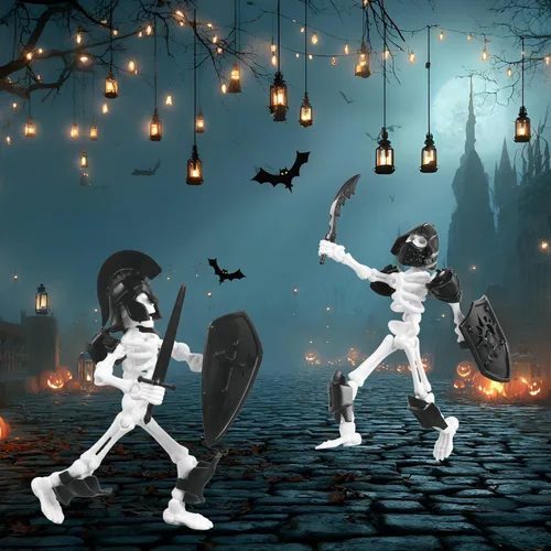 Miniatura 2 de Juego de 6 Figuras de Acción T13, Esqueleto de Juguete de Acción Mini Esqueletos para Decoraciones de Halloween Maniquí 13, Titán 13, Juguete