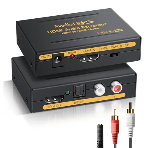 avedio Links Divisor extractor de audio HDMI 4K, adaptador convertidor de audio HDMI 1080P + Toslink SPDIF óptico + audio analógico estéreo L/R