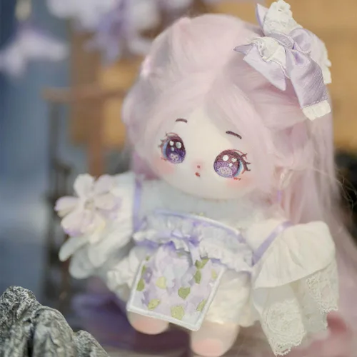 Miniatura 5 de niannyyhouse Muñeca de felpa de 7.9 in de pelo largo para niña, cuerpo de peluche humanoide sin atributo, 8 pulgadas, cuerpo normal, ropa de vestir
