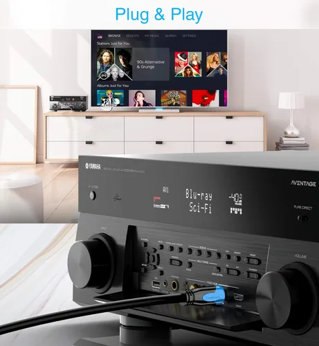 Miniatura 8 de BlueRigger Toslink - Cable de audio óptico digital - 1.5 pies - (cable de fibra óptica, chapado en oro de 24 K) S/PDIF Cable óptico de audio digital