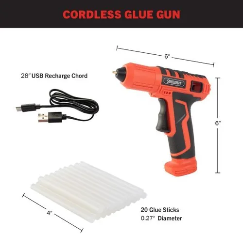 Miniatura 7 de Stalwart - Kit de pistola de pegamento caliente inalámbrica de 4 V con tiempo de calentamiento de 15 segundos y 20 barras de pegamento, artículos