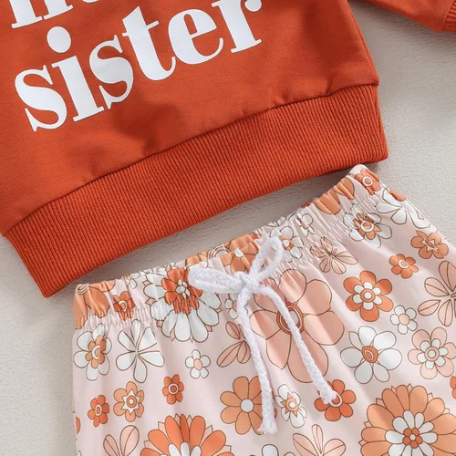 Miniatura 4 de CIYCUIT Conjunto de 3 piezas de sudadera de margaritas + pantalones + diadema, ropa infantil de otoño e invierno
