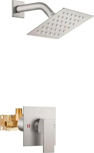 Miniatura 22 de Airuida Juego de grifo de ducha para baño, sistema de ducha de lluvia de acero inoxidable SUS304, mango único con roscas macho, válvula de Níquel