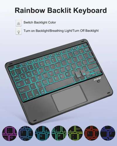 Miniatura 5 de EAMPANG Funda con purpurina y teclado trackpad para Samsung Galaxy Tab A11 Plus/A9 Plus de 11 pulgadas, Smart Touchpad 7 colores retroiluminados
