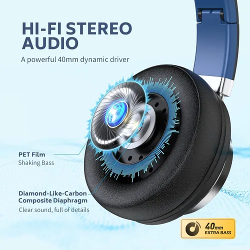 Miniatura 3 de AC01 auriculares de diadema con cable, auriculares pasivos con aislamiento de ruido, auriculares estéreo con cable con micrófono y control de Negro