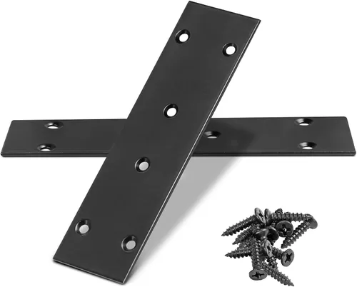 Miniatura 36 de Soporte plano de 1.575 x 0.630 x 0.079 in, soporte recto de acero inoxidable, soporte recto de metal, soporte recto negro, placa de unión
