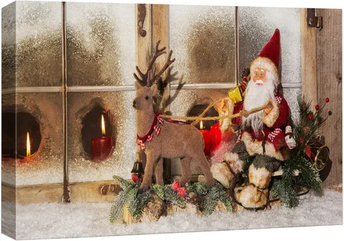 Miniatura 38 de wall26 Lienzo Impreso Arte de Pared Papá Noel Árbol de Navidad Chimenea Celebraciones y Fiestas Ilustración Decorativa Arte Moderno Escénico