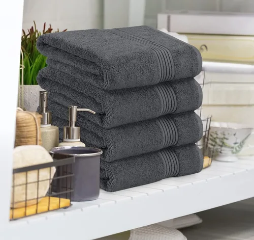 Miniatura 8 de Utopia Towels - Juego de toallas de baño 100 % de algodón hilado en anillo de 600 GSM, secado rápido, muy absorbentes, livianas, para baños, Gris