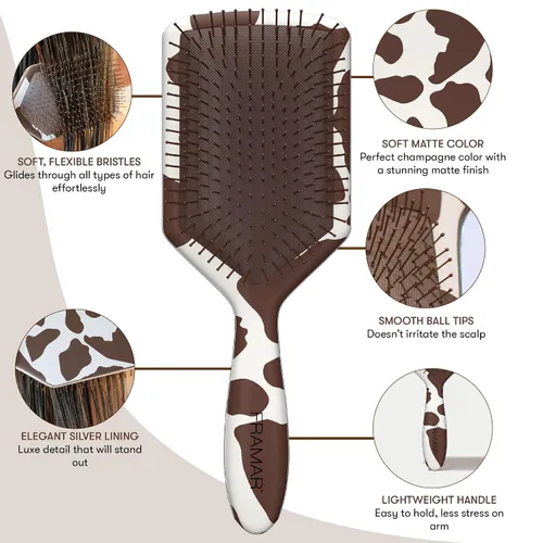 Miniatura 6 de FRAMAR Cepillo desenredante de pelo de pala, cepillo desenredante para mujeres, cepillo de pelo húmedo para niñas, cepillo desenredante de pelo
