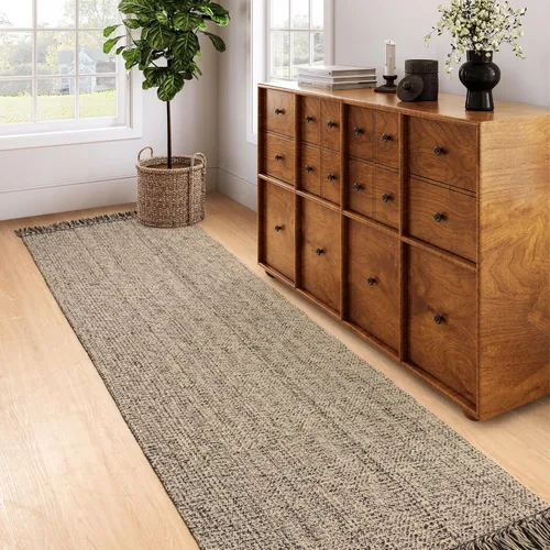 Miniatura 78 de Collive - Tapete de pasillo de cocina, 2 x 4.3 pies, tejido a mano, reversible, lavable, de algodón, color blanco/beige, para baño, pasillo