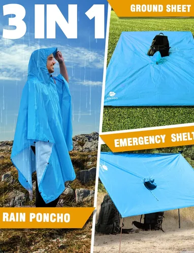 Miniatura 48 de ANYOO Poncho de lluvia con capucha para adultos, impermeable, ligero, para hombres y mujeres, chaqueta de lluvia reutilizable para emergencias al