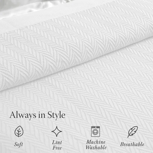 Miniatura 4 de Threadmill Mantas de algodón de lujo para cama tamaño individual Manta 100% algodón para todas las estaciones para cama tamaño individual Manta