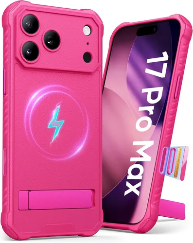 Miniatura 18 de Funda para iPhone 17 Pro, compatible con MagSafe, soporte integrado y botón de captura de control de cámara, protección de grado militar, funda Negro