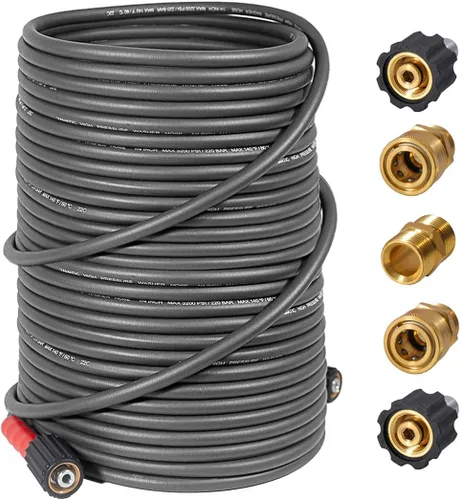 Miniatura 9 de YAMATIC Manguera de lavado a presión de 3600PSI para lavadora eléctrica de 25 pies x 1/4 pulgadas, resistente a las torceduras, manguera de repuesto