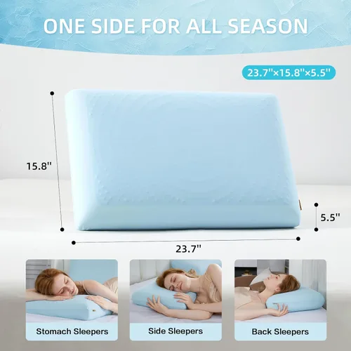 Miniatura 6 de SAPHREAS Almohada de espuma viscoelástica refrescante de gel para dormir de lado, espalda y boca abajo para dormir, almohada de cama fresca