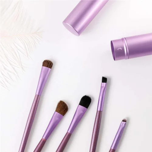 Miniatura 4 de AKOAK 5 unids/set Viaje Portátil Mini Ojo Maquillaje Cepillo Aplicar Sombra de Ojos Delineador de Cejas Cepillo de Maquillaje de Labios Juego de Oro