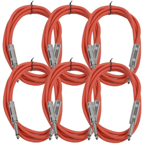 Miniatura 32 de Seismic Audio Cables de guitarra para altavoces, cables de guitarra TS de ¼ pulgadas, 3 pies, multicolor, paquete de 6 Color múltiple