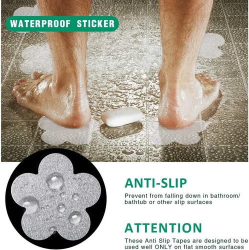 Miniatura 3 de Calcomanías antideslizantes para bañera, 28 unidades, adhesivos antideslizantes para bañera, baño, escaleras con raspador prémium Transparente