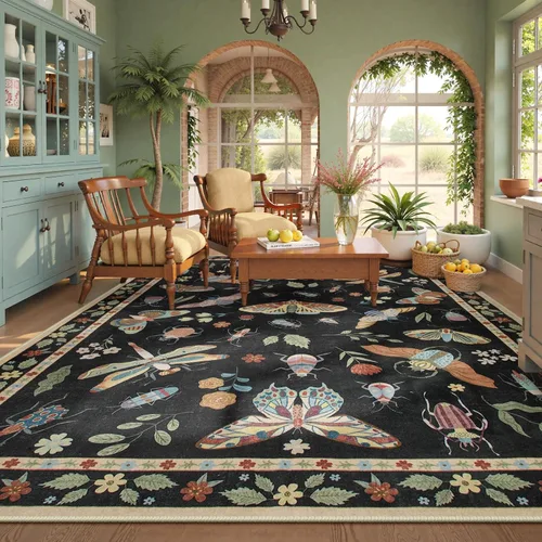 Miniatura 11 de Beeiva Alfombra Lavable para Pasillo 2x6 pies - Beige Vintage Resistente a Manchas Alfombra Floral para Cocina, Alfombras Bohemias
