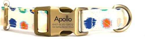 Miniatura 10 de Collar de perro personalizado con nombre y número de teléfono grabado, collar ajustable personalizado para cachorros, collar de algodón orgánico