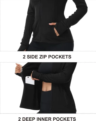 Miniatura 6 de COZZYON Womens Athletic Full Zip Lightweight Yoga Workout Track Sports Zip Up Jacket with Thumb Holes