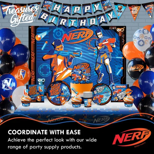 Miniatura 9 de Treasures Gifted Suministros para fiestas Nerf con licencia oficial – Sirve a 16 invitados – Juego clásico de vajilla – Decoraciones de fiesta