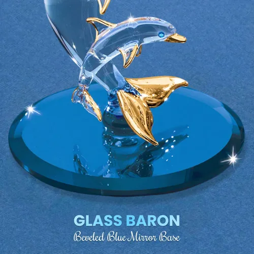 Miniatura 5 de Figura de cristal de delfín y bebé
