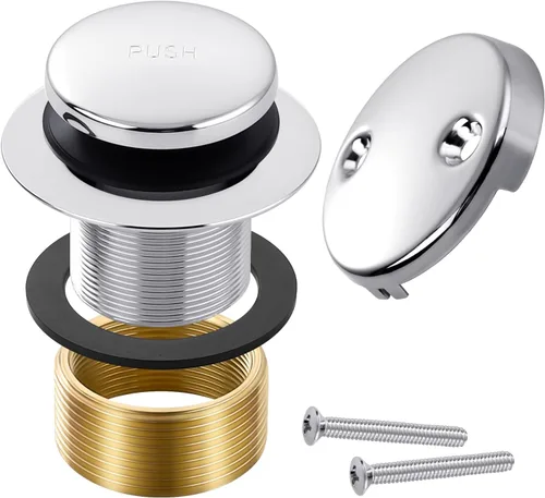 Juego de adornos para bañera con desagüe cromado Tip-Toe con placa frontal de desbordamiento de dos orificios, desagües de bañera de baño de